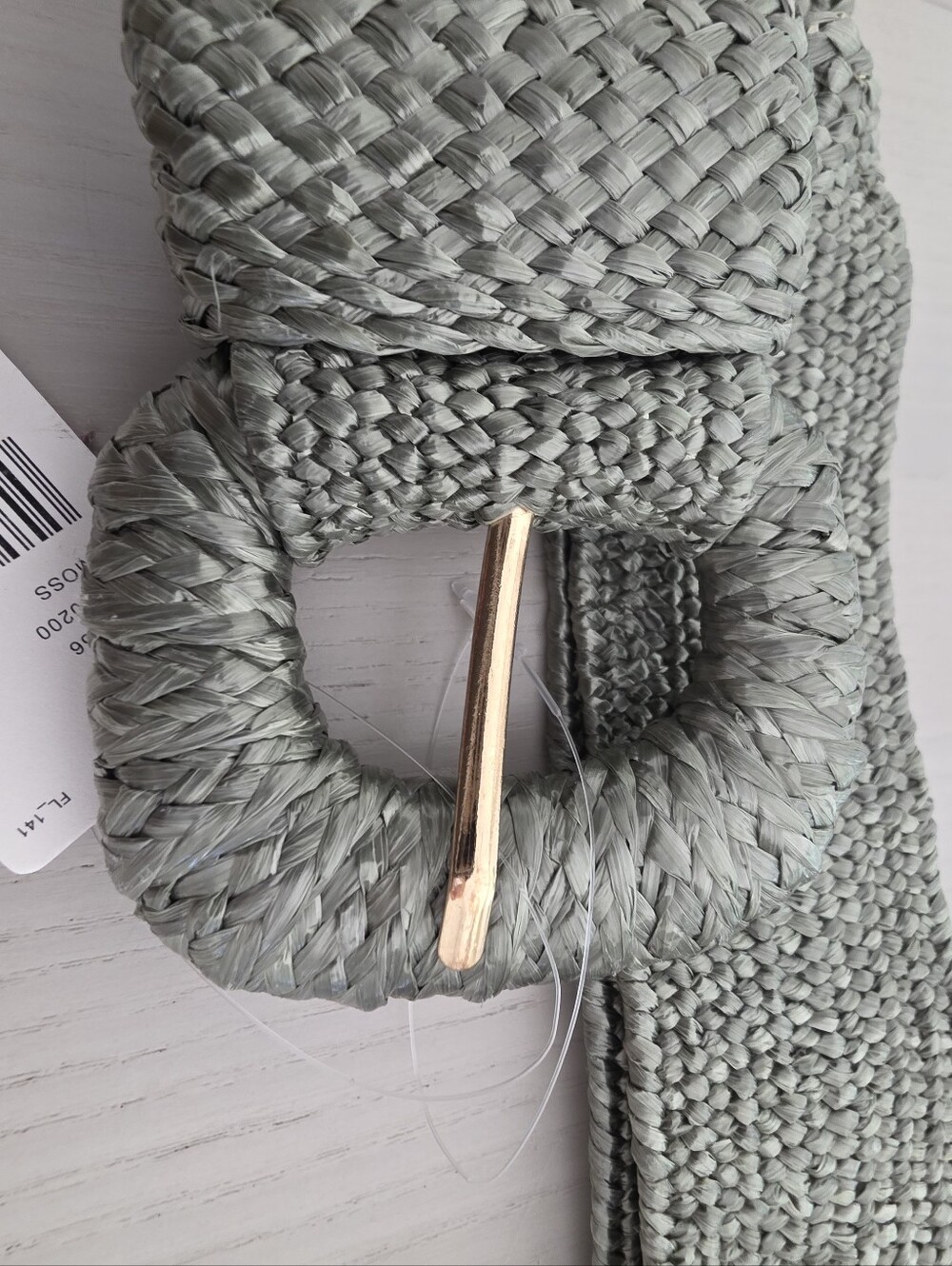 Anthropologie Raffia-Wrapped Stretch Waist Belt - Green Olive Sz S $58 - Picture 6 of 9